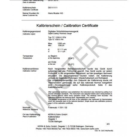 Certificato di Taratura ISO per spessimetri sonda F/N